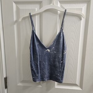 Brandy Melville Blue Acid Print V Neck Tank Top